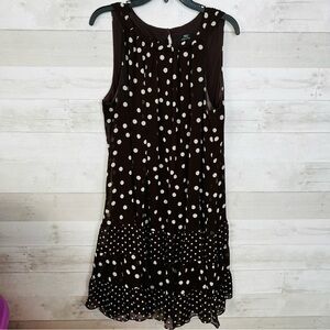 JBS Womens Petite Brown Polka Dot Swing Dress